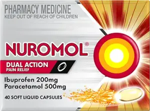 Nuromol Dual Action Tough Pain Relief Liquid Capsules 200mg:500mg 40 caps.webp