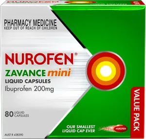Nurofen Zavance Pain Relief Mini Liquid Capsules Ibuprofen 200mg 80 pack.webp