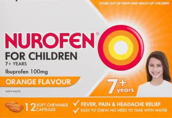 Nurofen for Children 7+ Years Pain & Fever Relief Chewable Capsules - 12 Capsules