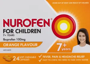 Nurofen for Children 7+ Years Pain & Fever Relief Chewable Capsules - 24 Capsules