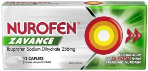 Nurofen Zavance Fast Pain Relief Caplets 256mg - 12 Caplets