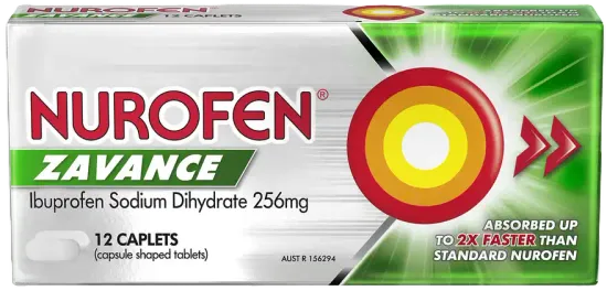 Nurofen Zavance Fast Pain Relief Caplets 256mg - 12 Caplets